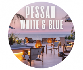 Voyages Cacher Passover 2025 - White and Blue - Crete - logo