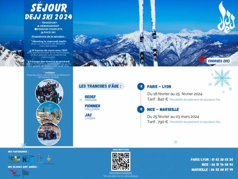 Colonie DEJJ Ski Février 2024 Paris/Lyon Fébruary 2025 Voyager